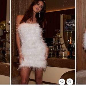 12th Tribe White Faux Feather Mini Dress